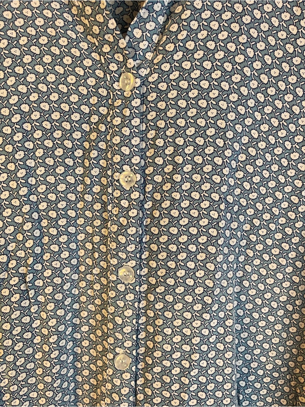 Glam & Fame Blue White Floral Sleeveless Button Down Blouse Top Flare Wife Botto - Picture 4 of 6